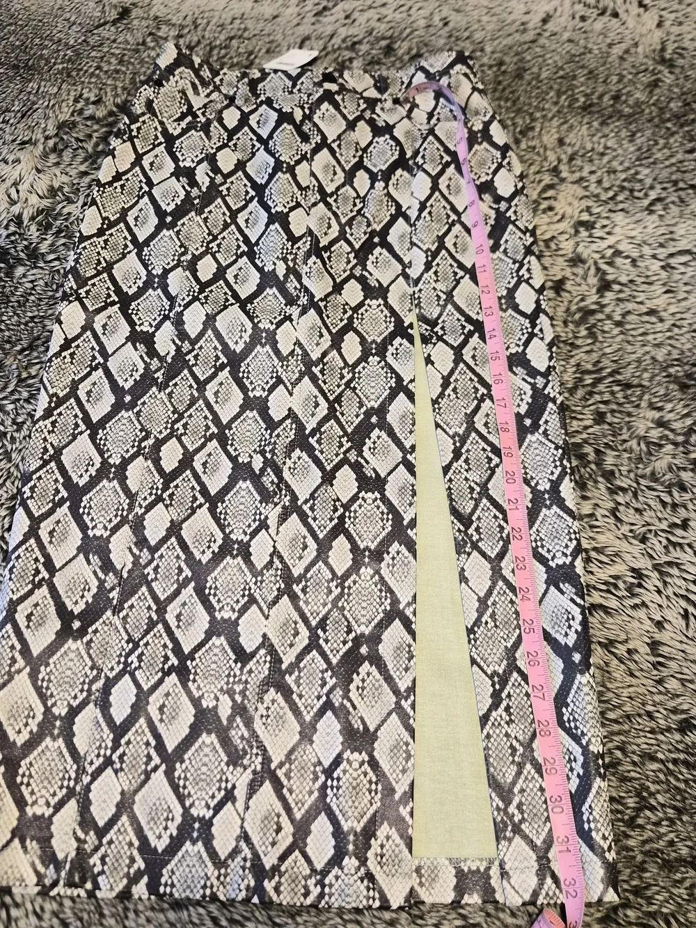 Free People Black and White Snake-Print Vegan Leather Midi Skirt - Picture 8 of 11